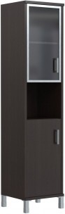 Шкаф-колонка высокая с малой стеклянной дверью в AL-рамке и глухой B 431.9(L) Венге Магия